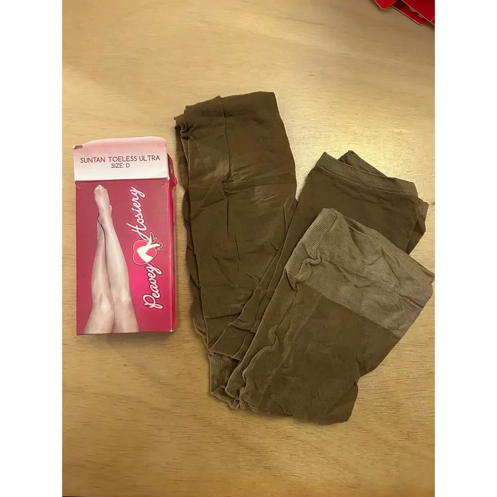 B-2 Hooters Girl Uniform Peavey Toeless Ultra Pantyhose Suntan Size D